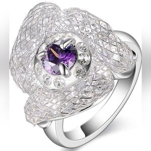 Purple Cubic Zirconia Statement Ring
